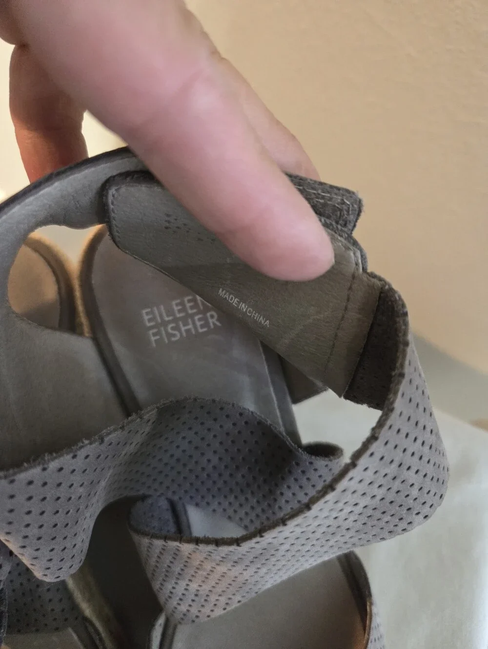 Eileen Fisher Perforated Gray Espadrille Wedges